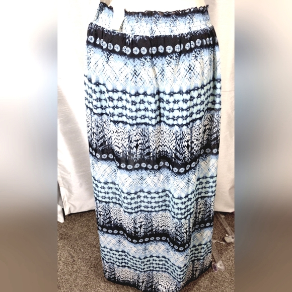 2 Pc:Tommy Bahama Silk Blouse Blue+ Maurices Skirt TAG, Tye, Tropical, XL - Picture 3 of 16
